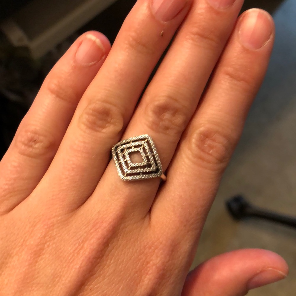 Retired EUC Pandora Geometric Lines Ring 196210CZ